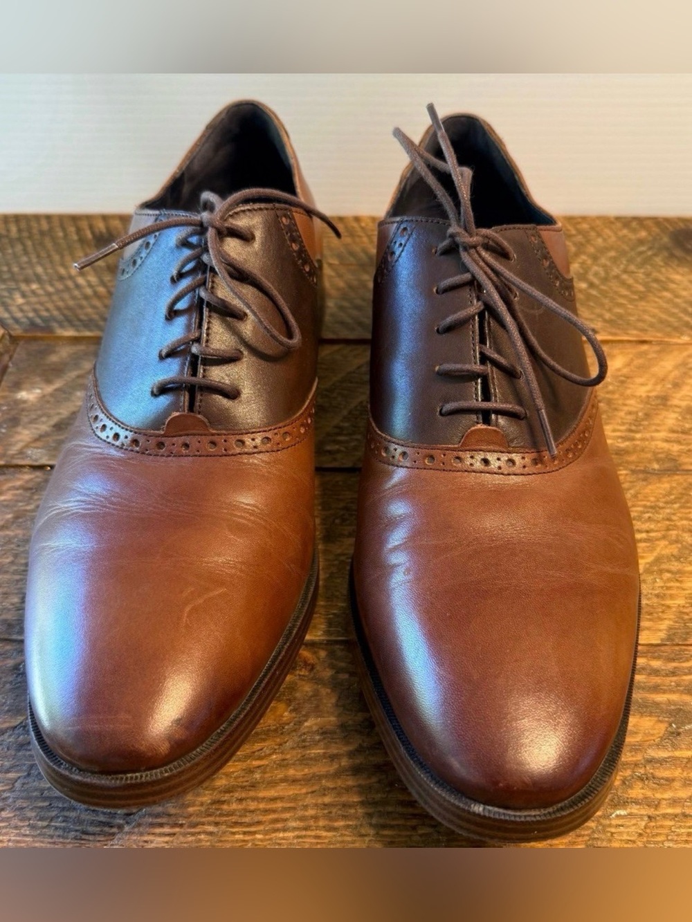 Men's Cole Haan Two-Tone Brown Leather Oxford Dress Shoes (Size 11)